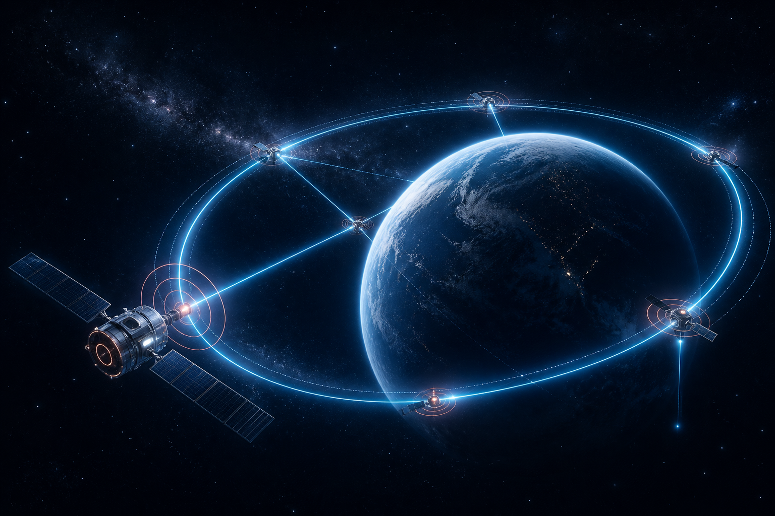 星际通信卫星围绕行星建立高速连接通道