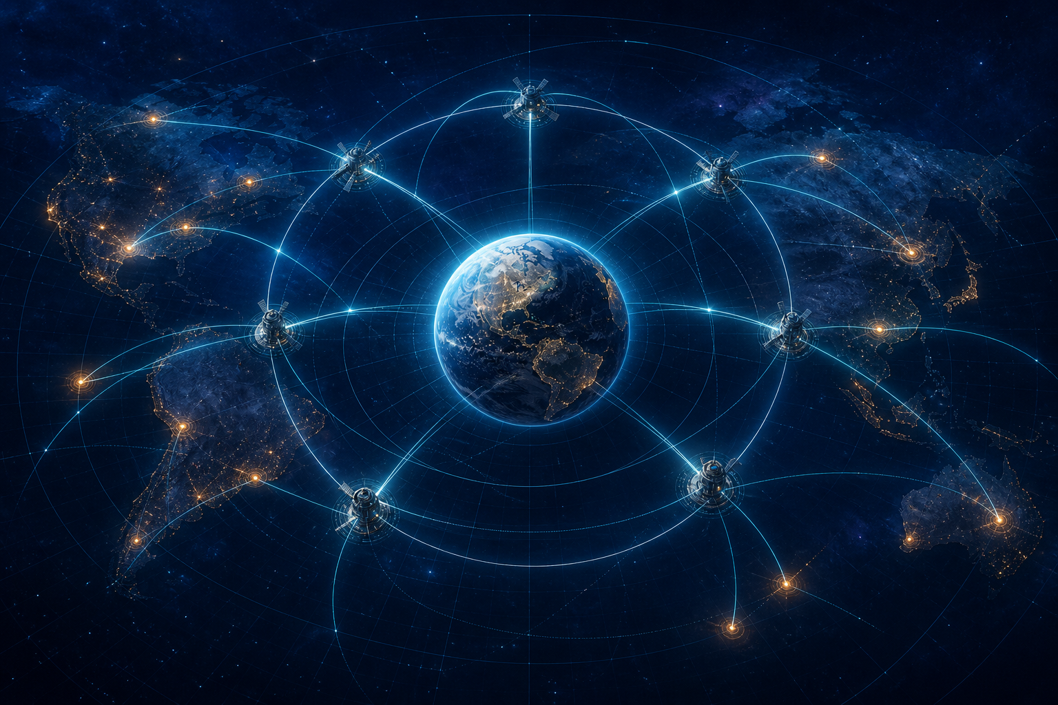 全球星际通信节点与设备连接航图